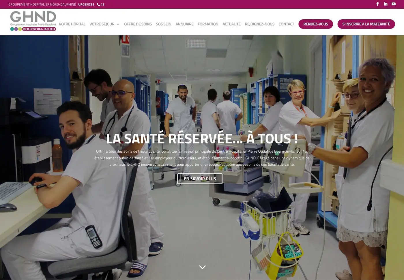 Le site du centre hospitalier de Bourgoin-Jallieu, hébergé et entretenu par Élixir Création