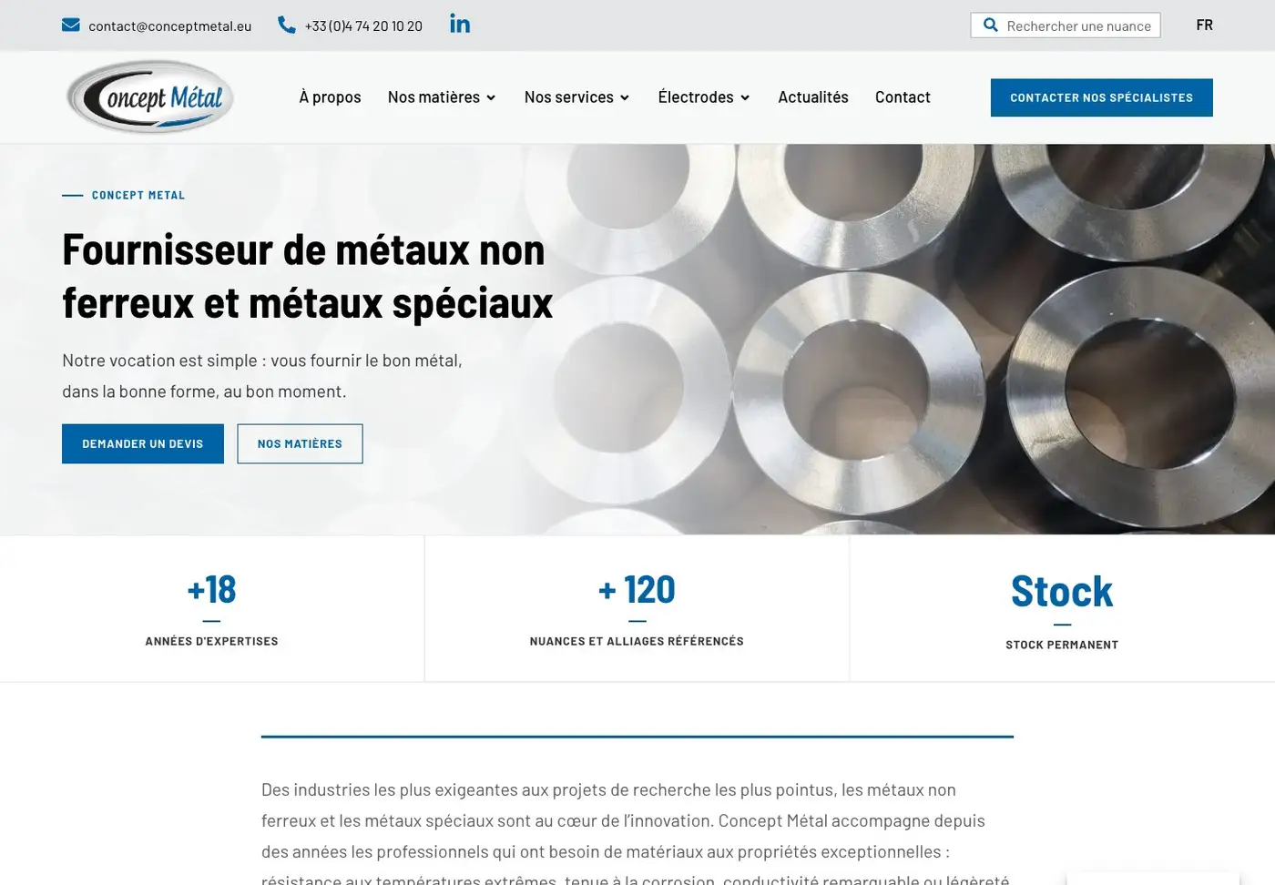 Le site de Concept Métal, entretenu par Élixir Création