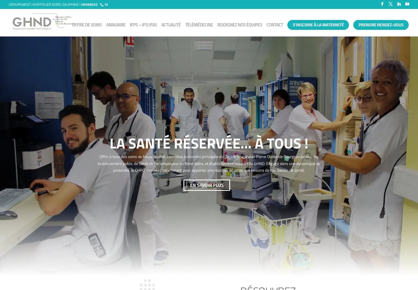 Le site du Groupement Hospitalier Nord-Dauphiné, hébergé et entretenu par Élixir Création