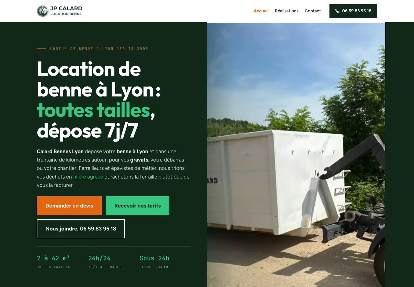 Le site de JPC Bennes, dont Élixir Création gère les campagnes Google Ads
