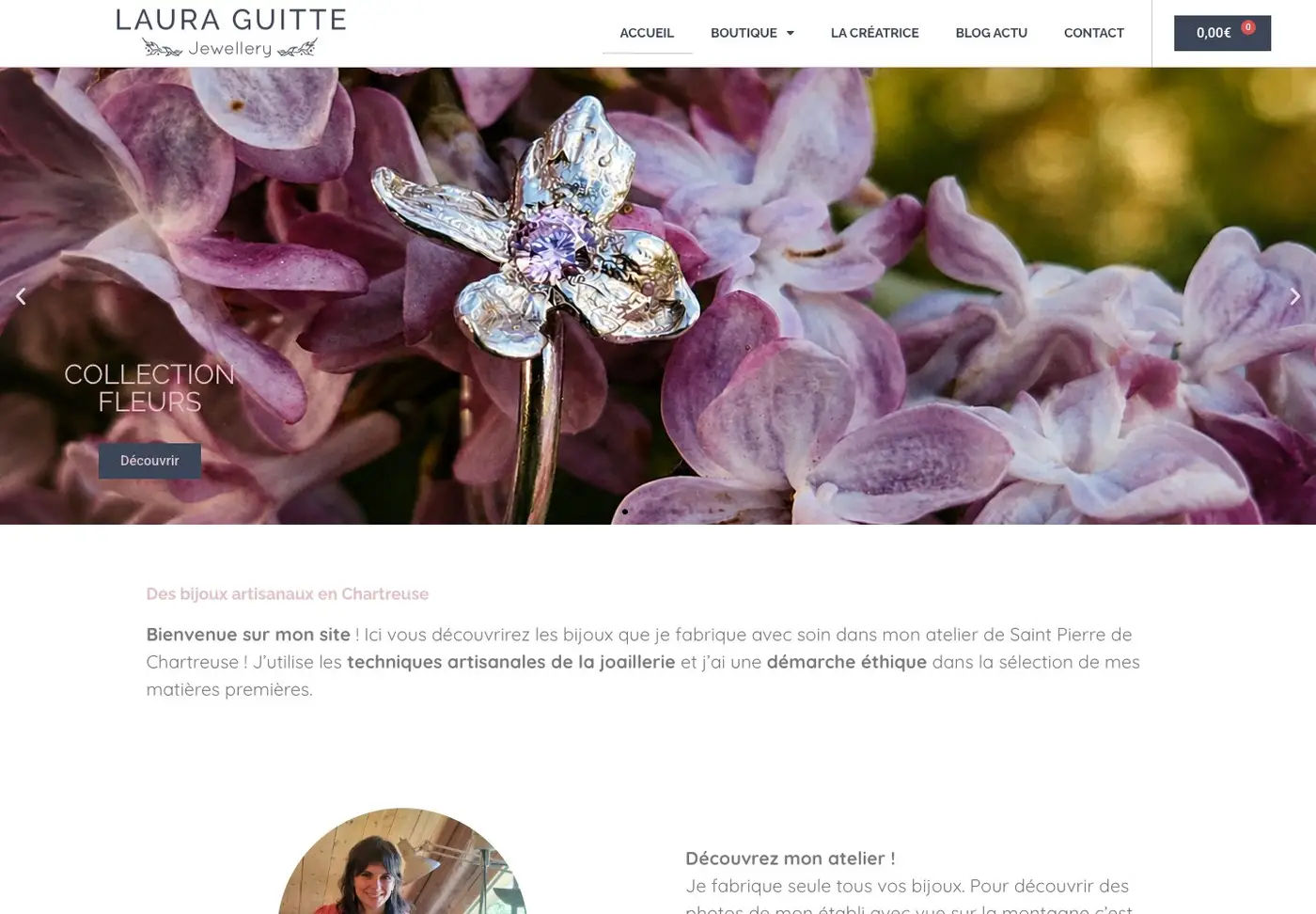 La boutique en ligne de Laura Guitte, bijouterie artisanale, créée par Élixir Création