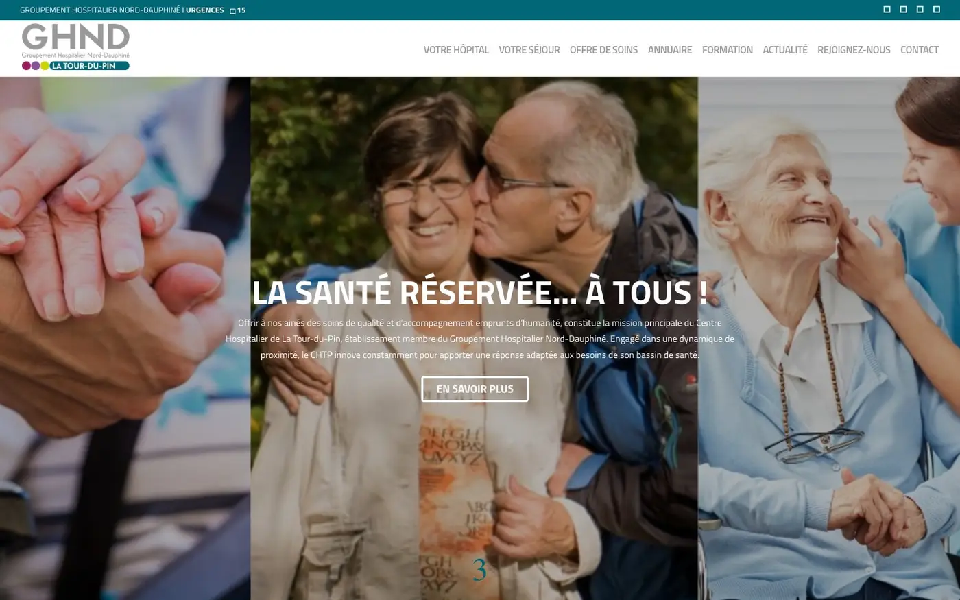 Le site du centre hospitalier de La Tour-du-Pin, repris et entretenu par Élixir Création depuis 2025