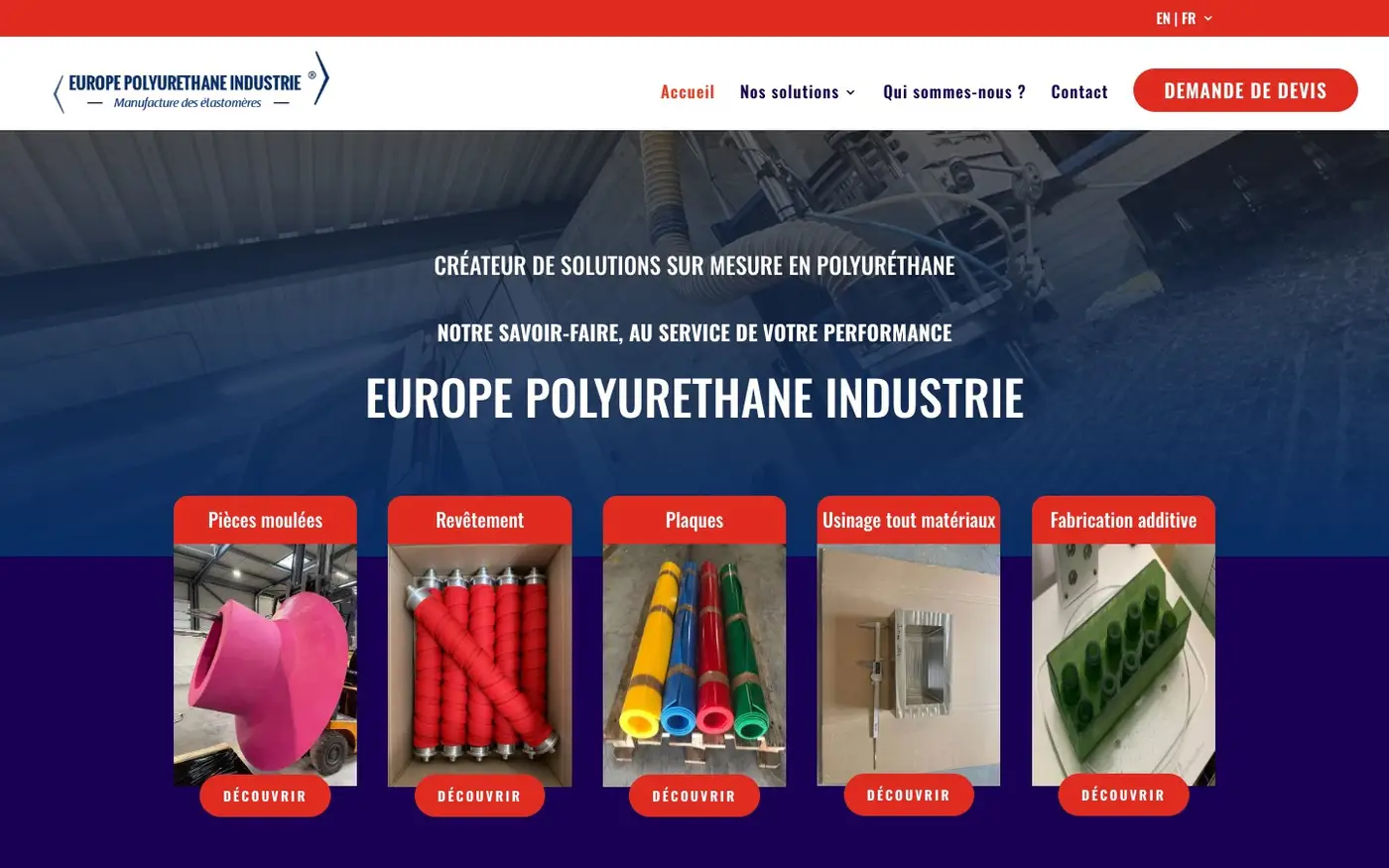 Le site Europe Polyuréthane Industrie, créé par Élixir Création