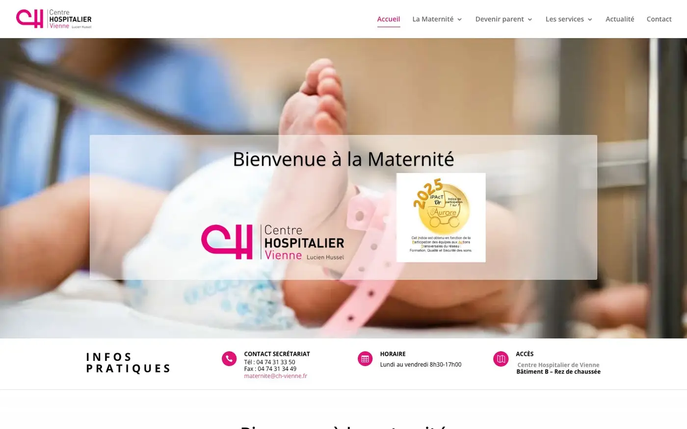 Le site Maternité du CH de Vienne, créé par Élixir Création