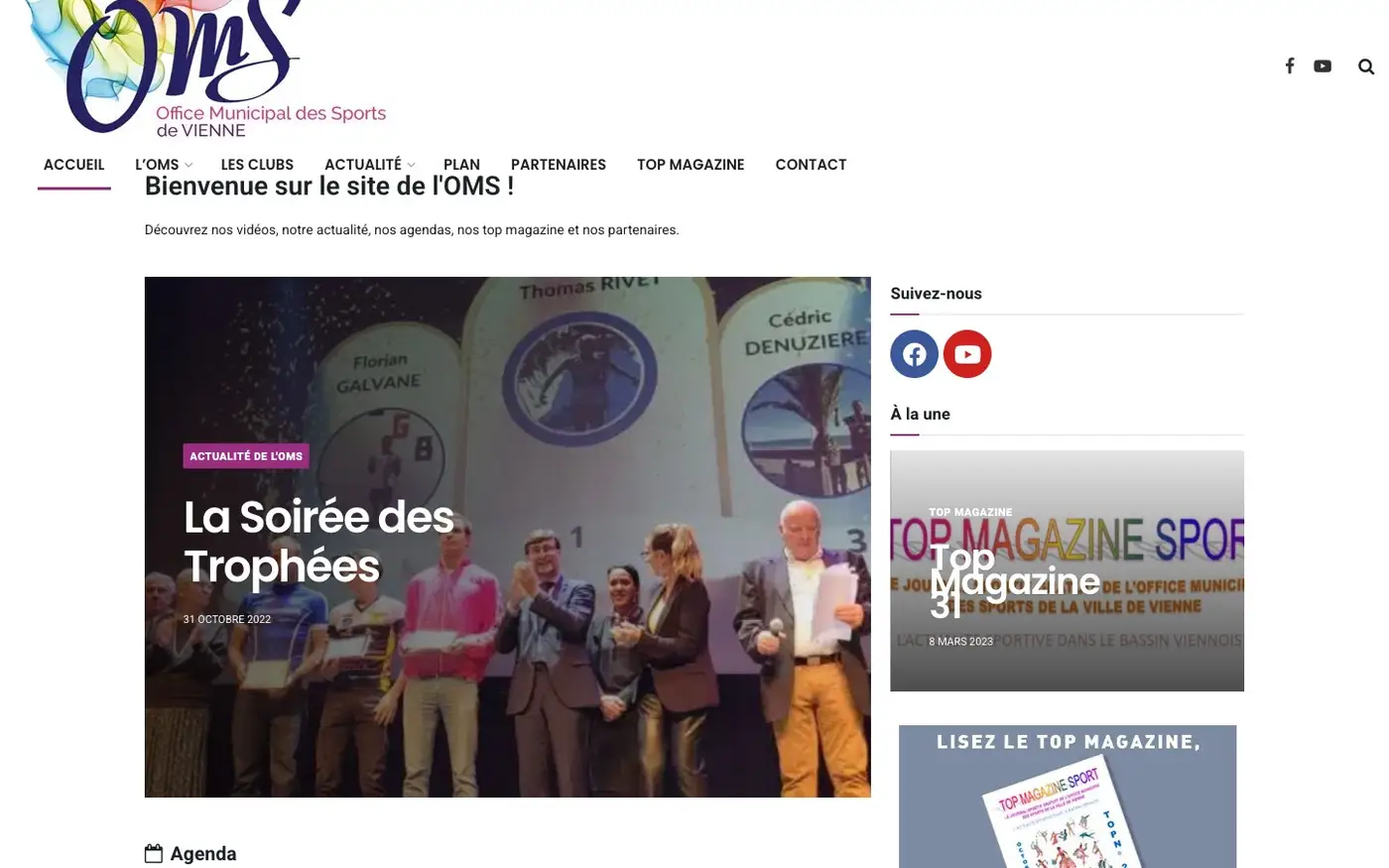 Le site vitrine L'Office municipal des sports, créé par Élixir Création
