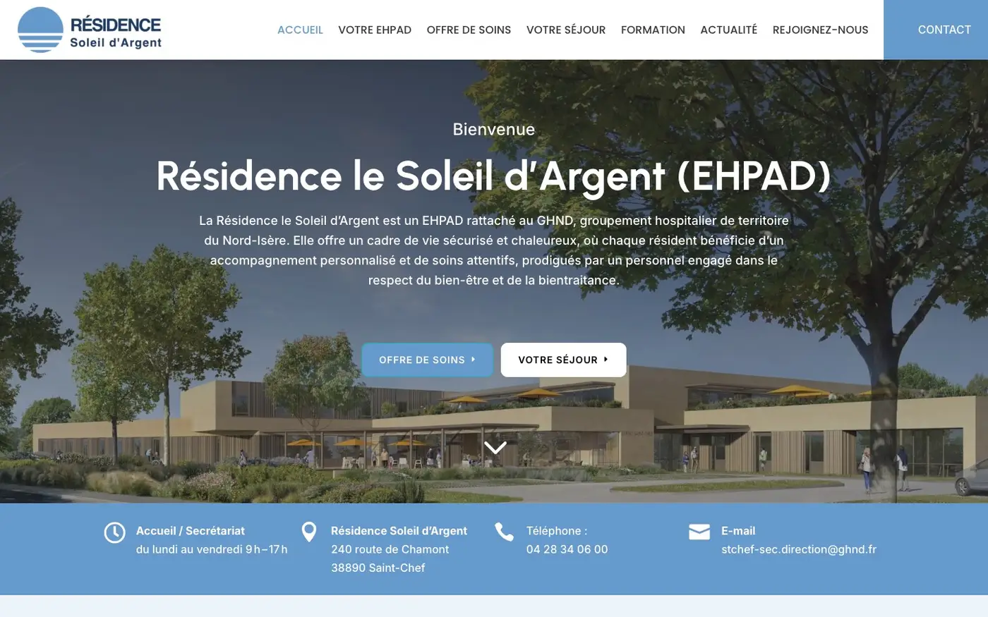 Le site Résidence Soleil d'Argent, créé par Élixir Création