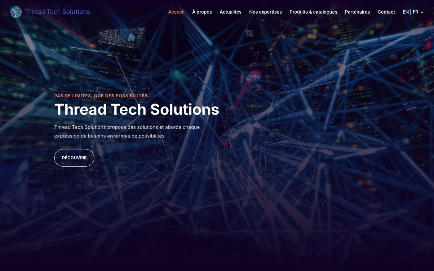 Le site Thread Tech Solutions, créé par Élixir Création